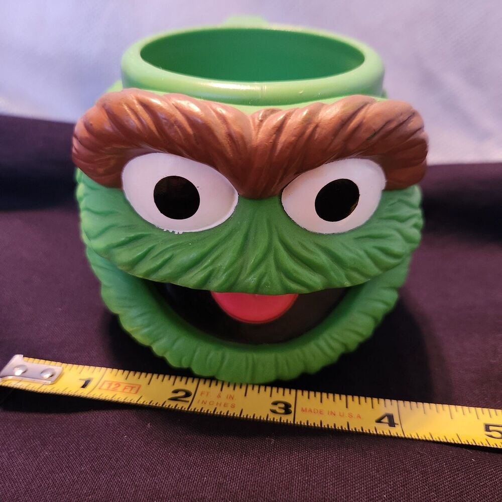 1994 Applause Sesame Street Green Oscar the Grouch Plastic Cup Mug Jim Henson